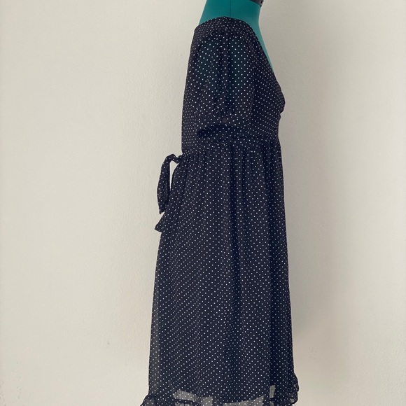 SOLD and white chiffon polka-dot vintage dress - Picture 7 of 8